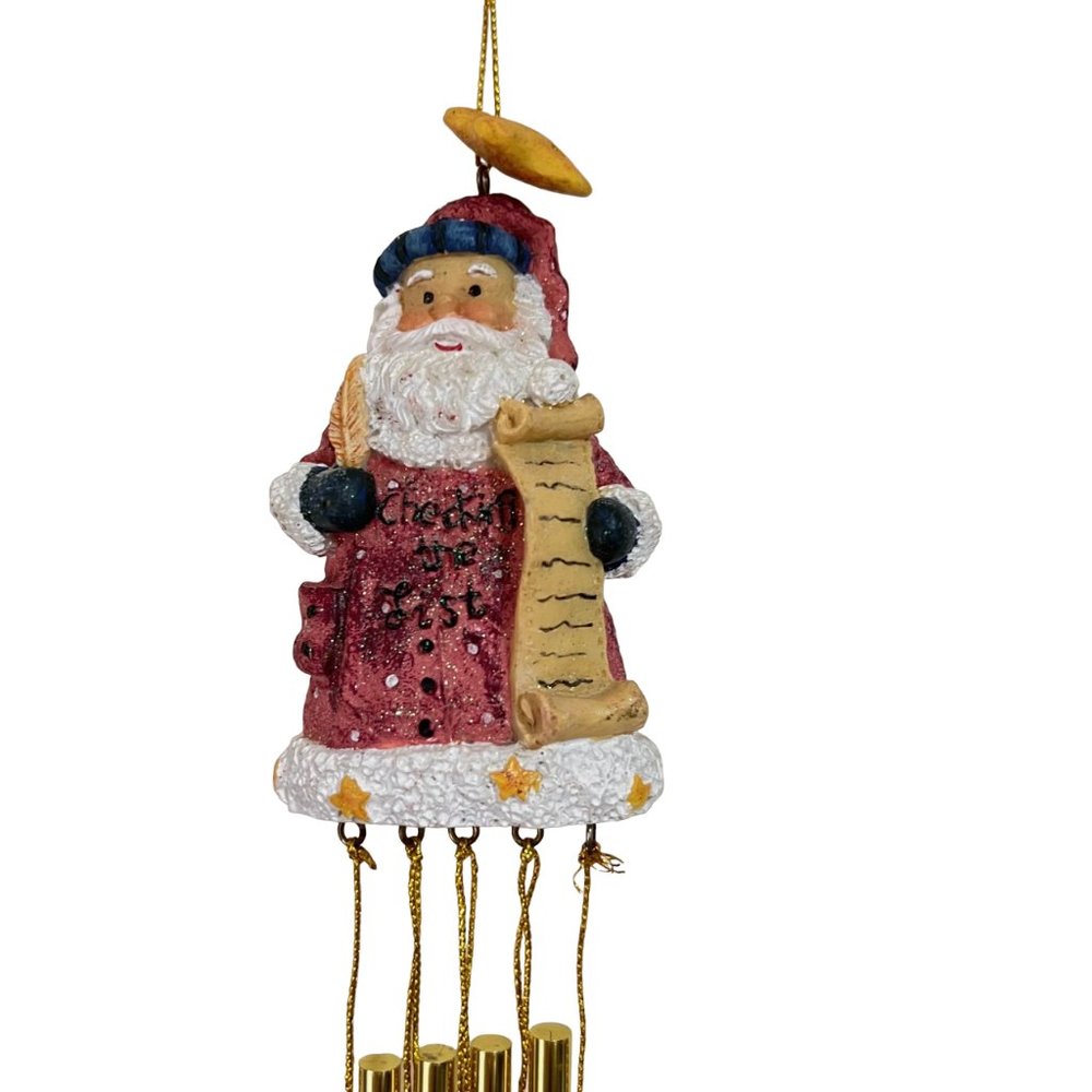 Santa Figurine Wind Chime Ornament with Festive Whimsy and Melodic Magic